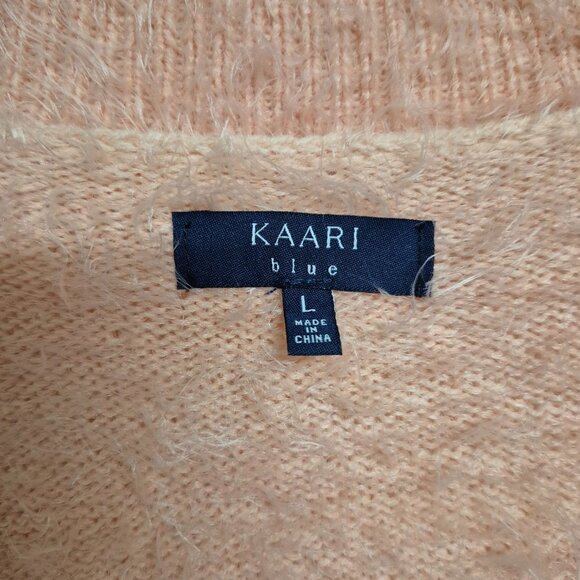 Kaari Blue Womens Peach Fuzzy Open Front Cardigan Sweater Size L Soft and Cozy - Picture 2 of 6
